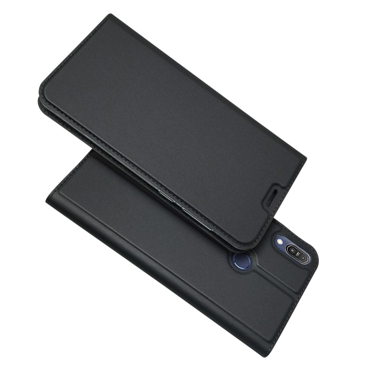 Electric Pressed Plain Texture Ultra-thin Magnetic Suction TPU + PU Leather Case with Holder & Card Slot For ASUS Zenfone Max Pro (M1) ZB601KL ZB602K
