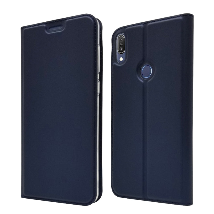 Electric Pressed Plain Texture Ultra-thin Magnetic Suction TPU + PU Leather Case with Holder & Card Slot For ASUS Zenfone Max Pro (M1) ZB601KL ZB602K