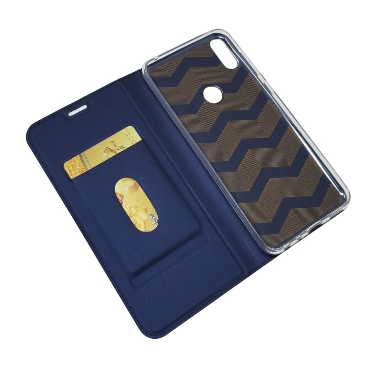Electric Pressed Plain Texture Ultra-thin Magnetic Suction TPU + PU Leather Case with Holder & Card Slot For ASUS Zenfone Max Pro (M1) ZB601KL ZB602K