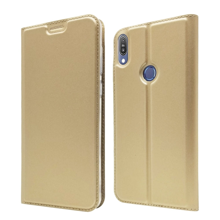 Electric Pressed Plain Texture Ultra-thin Magnetic Suction TPU + PU Leather Case with Holder & Card Slot For ASUS Zenfone Max Pro (M1) ZB601KL ZB602K