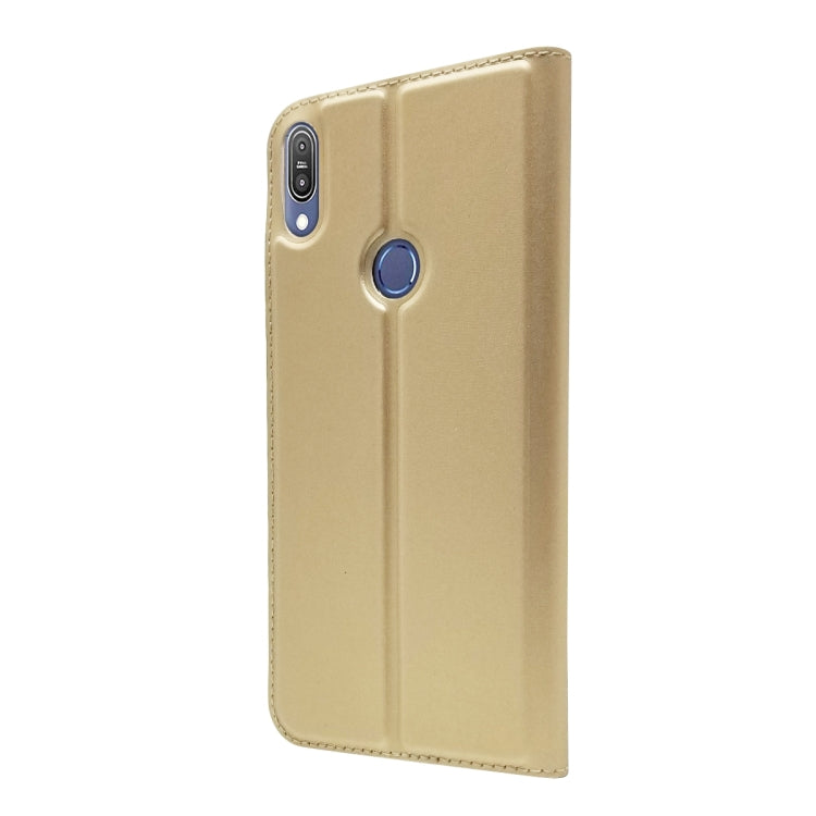 Electric Pressed Plain Texture Ultra-thin Magnetic Suction TPU + PU Leather Case with Holder & Card Slot For ASUS Zenfone Max Pro (M1) ZB601KL ZB602K