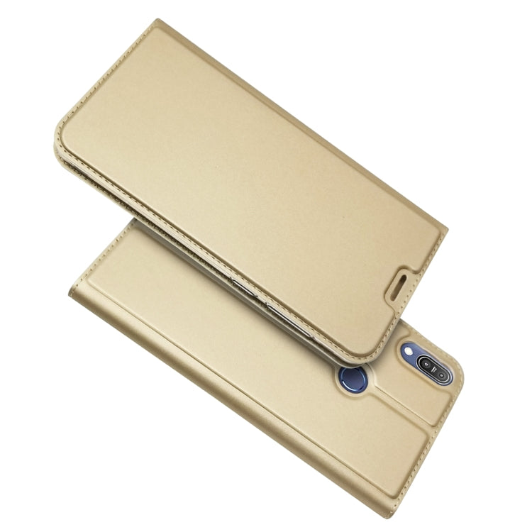 Electric Pressed Plain Texture Ultra-thin Magnetic Suction TPU + PU Leather Case with Holder & Card Slot For ASUS Zenfone Max Pro (M1) ZB601KL ZB602K