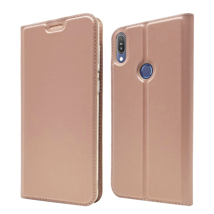 Electric Pressed Plain Texture Ultra-thin Magnetic Suction TPU + PU Leather Case with Holder & Card Slot For ASUS Zenfone Max Pro (M1) ZB601KL ZB602K