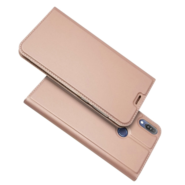 Electric Pressed Plain Texture Ultra-thin Magnetic Suction TPU + PU Leather Case with Holder & Card Slot For ASUS Zenfone Max Pro (M1) ZB601KL ZB602K