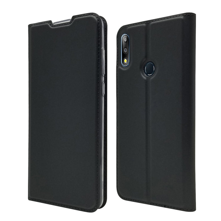 Electric Pressed Plain Texture Ultra-thin Magnetic Suction TPU + PU Leather Case with Holder & Card Slot For ASUS Zenfone Max Pro (M2) ZB631KL