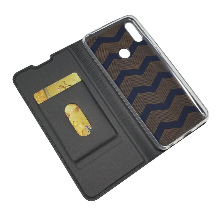 Electric Pressed Plain Texture Ultra-thin Magnetic Suction TPU + PU Leather Case with Holder & Card Slot For ASUS Zenfone Max Pro (M2) ZB631KL