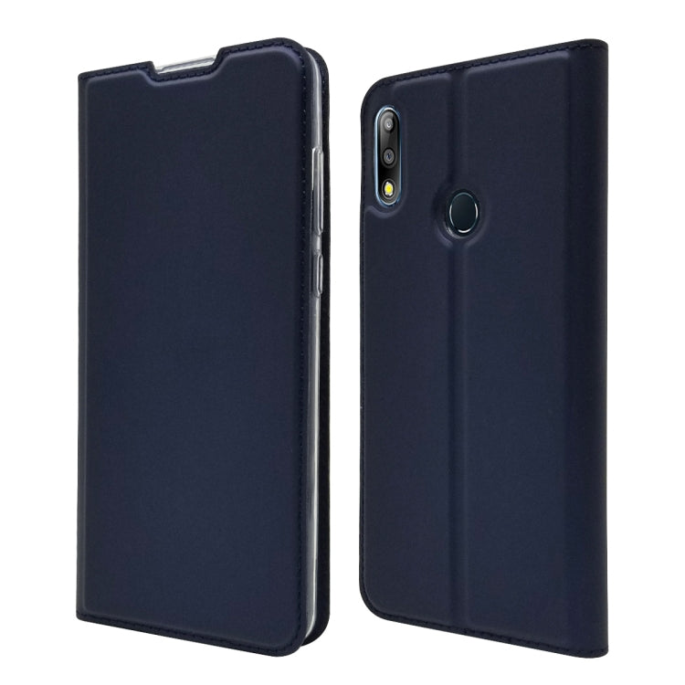 Electric Pressed Plain Texture Ultra-thin Magnetic Suction TPU + PU Leather Case with Holder & Card Slot For ASUS Zenfone Max Pro (M2) ZB631KL