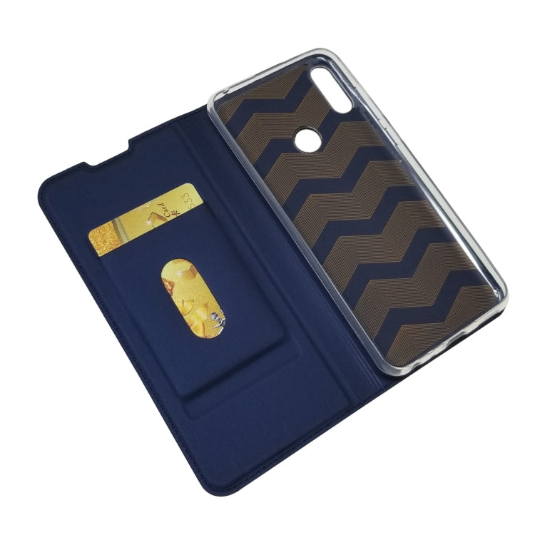 Electric Pressed Plain Texture Ultra-thin Magnetic Suction TPU + PU Leather Case with Holder & Card Slot For ASUS Zenfone Max Pro (M2) ZB631KL