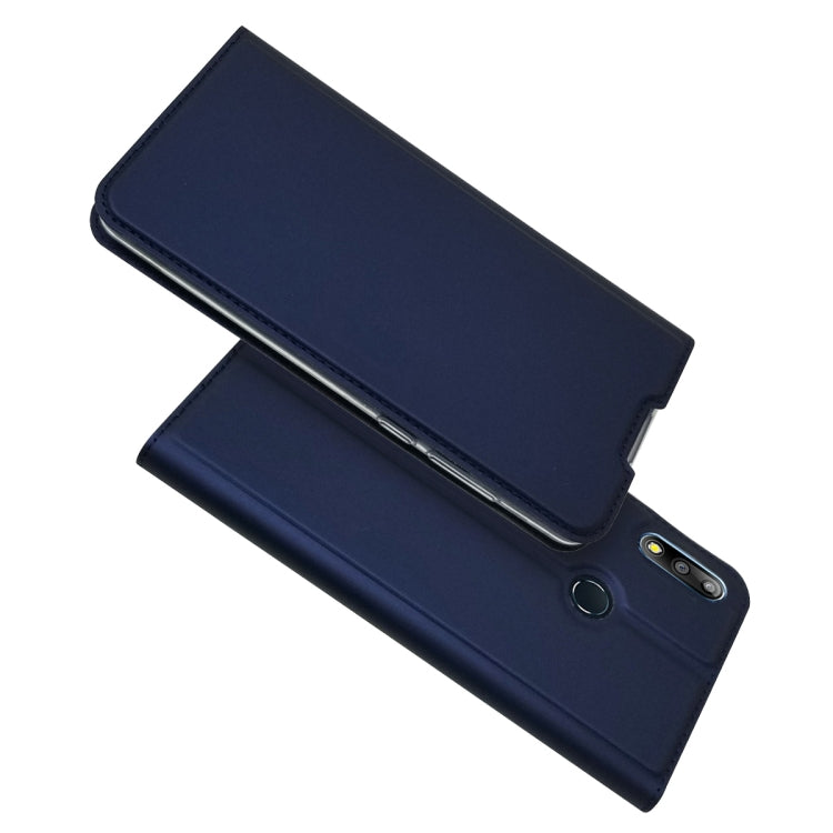 Electric Pressed Plain Texture Ultra-thin Magnetic Suction TPU + PU Leather Case with Holder & Card Slot For ASUS Zenfone Max Pro (M2) ZB631KL