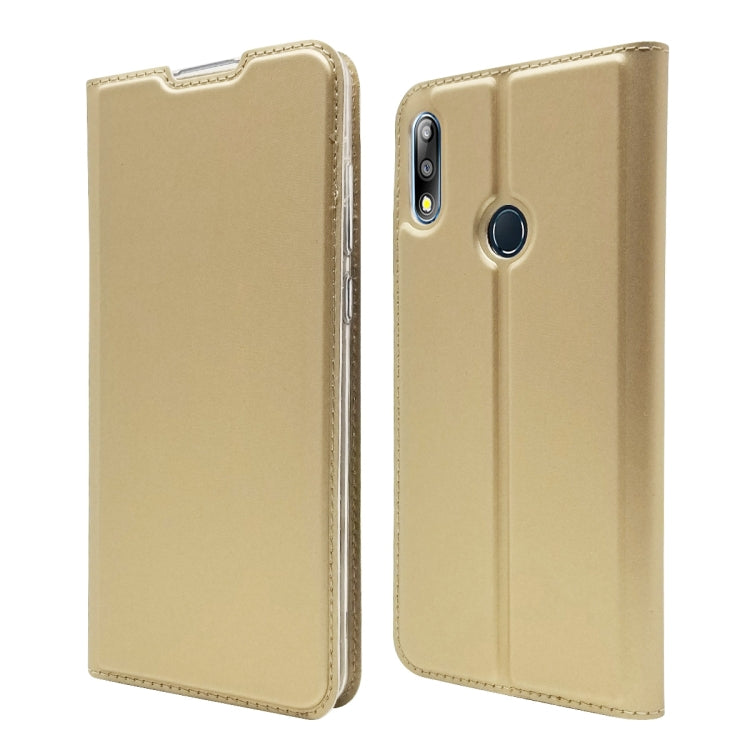 Electric Pressed Plain Texture Ultra-thin Magnetic Suction TPU + PU Leather Case with Holder & Card Slot For ASUS Zenfone Max Pro (M2) ZB631KL