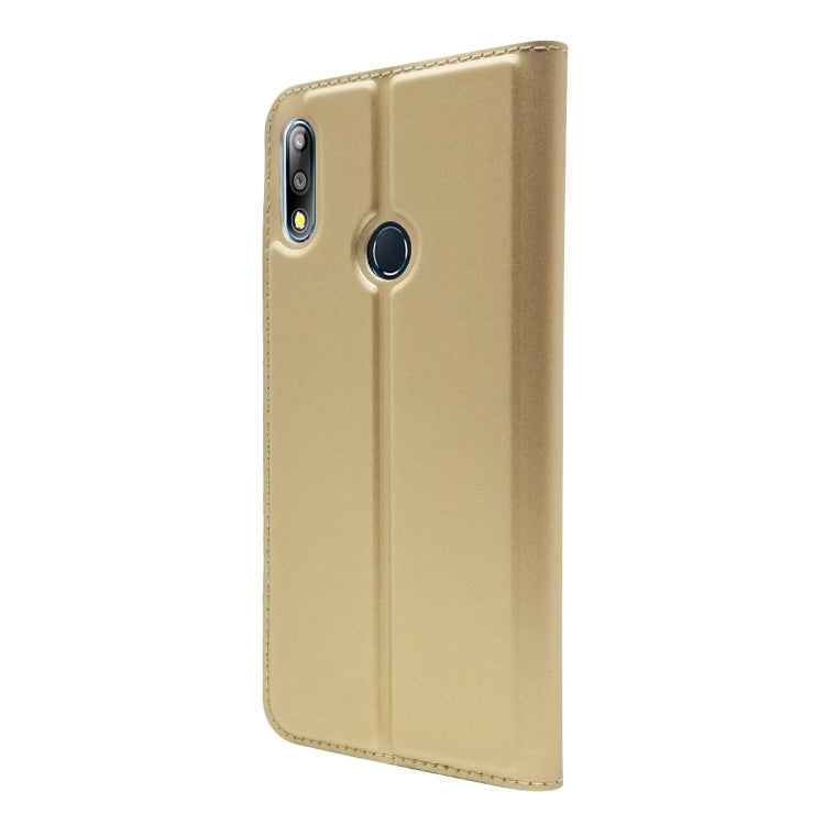 Electric Pressed Plain Texture Ultra-thin Magnetic Suction TPU + PU Leather Case with Holder & Card Slot For ASUS Zenfone Max Pro (M2) ZB631KL