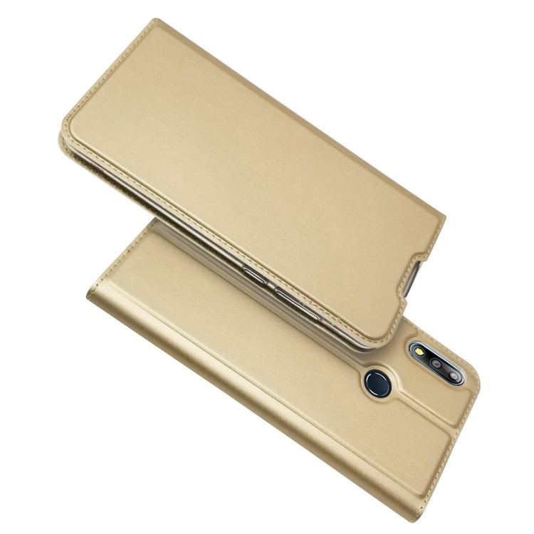 Electric Pressed Plain Texture Ultra-thin Magnetic Suction TPU + PU Leather Case with Holder & Card Slot For ASUS Zenfone Max Pro (M2) ZB631KL