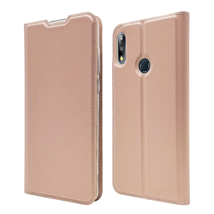 Electric Pressed Plain Texture Ultra-thin Magnetic Suction TPU + PU Leather Case with Holder & Card Slot For ASUS Zenfone Max Pro (M2) ZB631KL