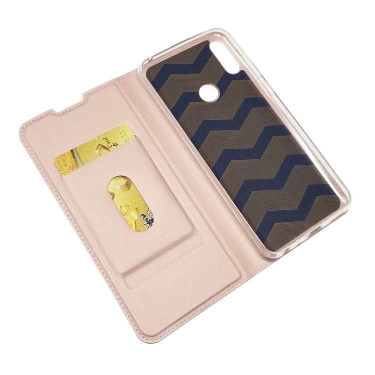 Electric Pressed Plain Texture Ultra-thin Magnetic Suction TPU + PU Leather Case with Holder & Card Slot For ASUS Zenfone Max Pro (M2) ZB631KL