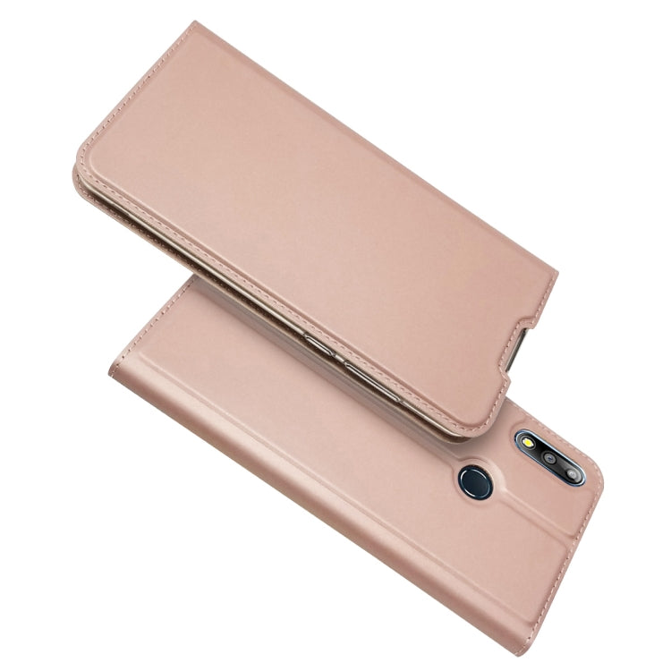 Electric Pressed Plain Texture Ultra-thin Magnetic Suction TPU + PU Leather Case with Holder & Card Slot For ASUS Zenfone Max Pro (M2) ZB631KL