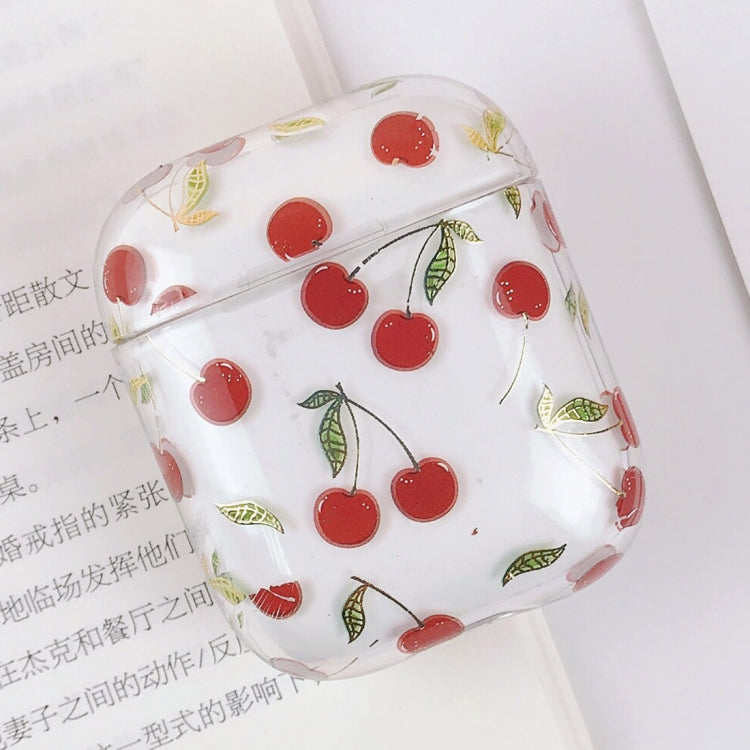 PC Water Decal Gilding Earphone Protective Case for Airpods 1 / 2, Pattern: Cherry