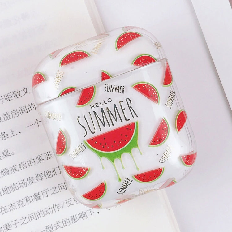 PC Water Decal Gilding Earphone Protective Case for Airpods 1 / 2, Pattern: Watermelon