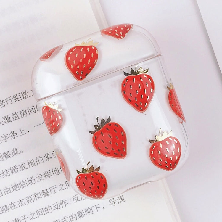 PC Water Decal Gilding Earphone Protective Case for Airpods 1 / 2, Pattern: Strawberry