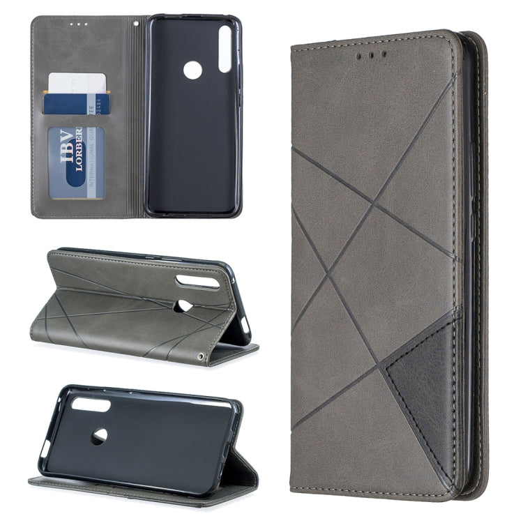 Rhombus Texture Horizontal Flip Magnetic Leather Case with Holder & Card Slots For Huawei P Smart Z / Y9 Prime (2019)