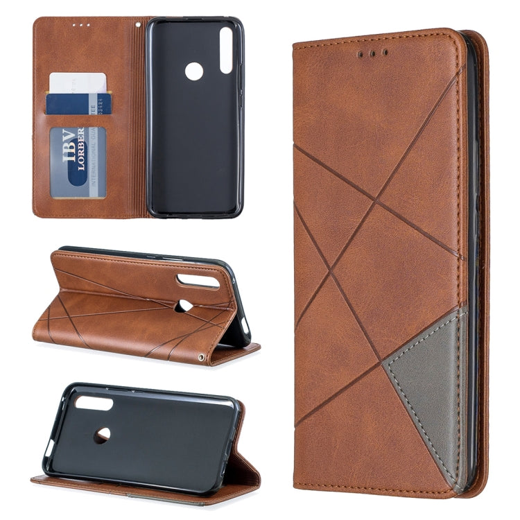Rhombus Texture Horizontal Flip Magnetic Leather Case with Holder & Card Slots For Huawei P Smart Z / Y9 Prime (2019)