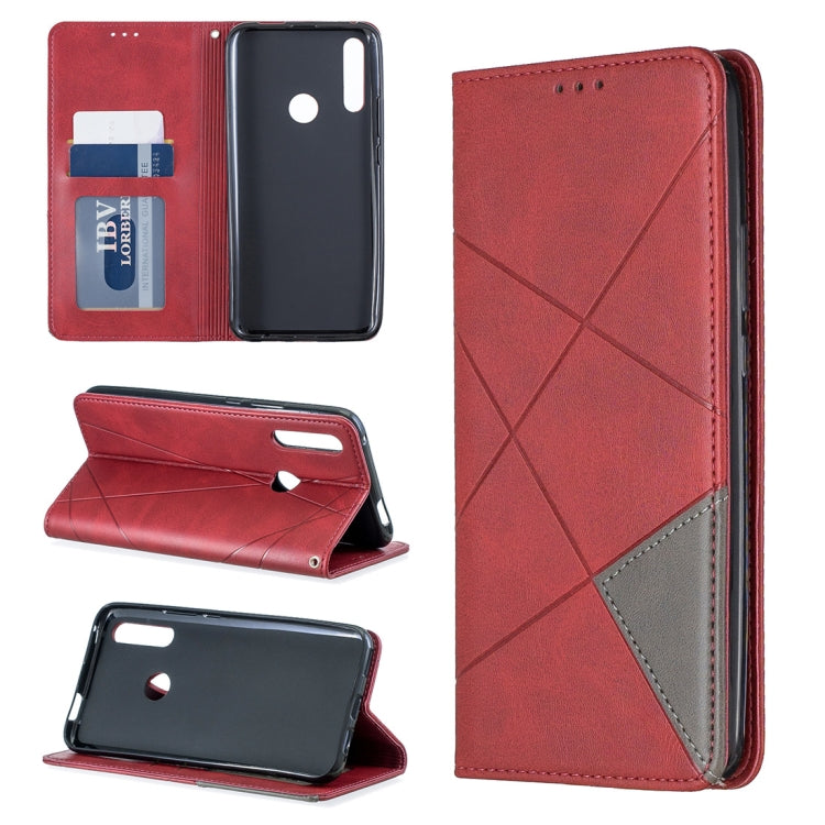 Rhombus Texture Horizontal Flip Magnetic Leather Case with Holder & Card Slots For Huawei P Smart Z / Y9 Prime (2019)
