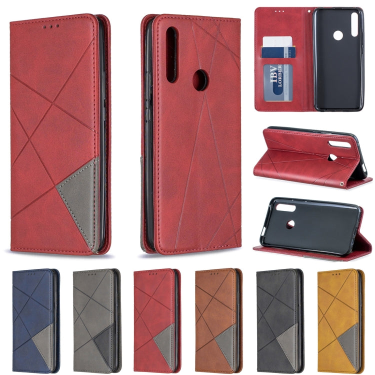Rhombus Texture Horizontal Flip Magnetic Leather Case with Holder & Card Slots For Huawei P Smart Z / Y9 Prime (2019)