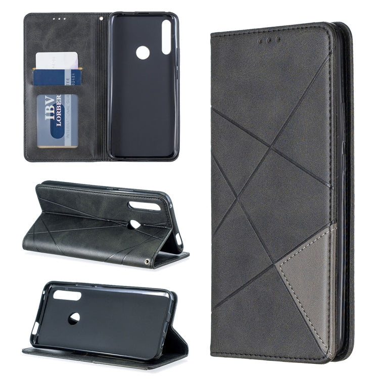 Rhombus Texture Horizontal Flip Magnetic Leather Case with Holder & Card Slots For Huawei P Smart Z / Y9 Prime (2019)