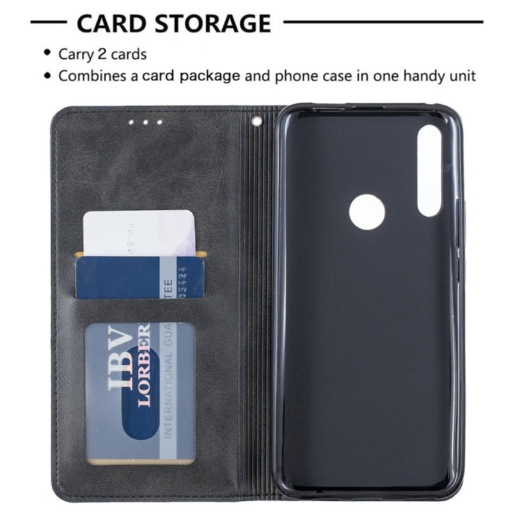 Rhombus Texture Horizontal Flip Magnetic Leather Case with Holder & Card Slots For Huawei P Smart Z / Y9 Prime (2019)
