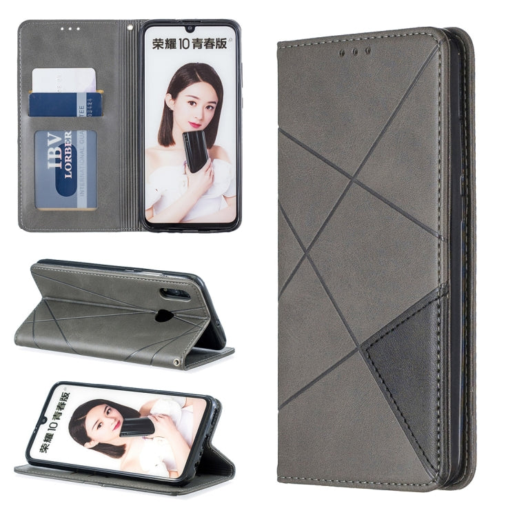 Rhombus Texture Horizontal Flip Magnetic Leather Case with Holder & Card Slots For Huawei P Smart 2019 / Honor 10 Lite