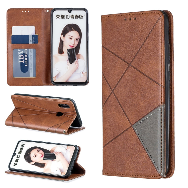 Rhombus Texture Horizontal Flip Magnetic Leather Case with Holder & Card Slots For Huawei P Smart 2019 / Honor 10 Lite