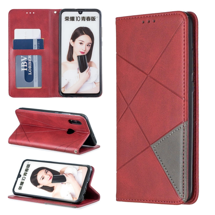 Rhombus Texture Horizontal Flip Magnetic Leather Case with Holder & Card Slots For Huawei P Smart 2019 / Honor 10 Lite