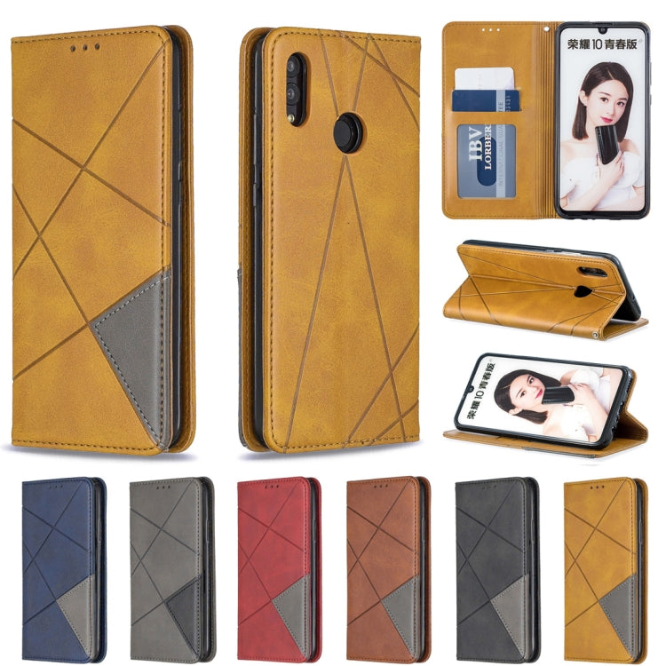 Rhombus Texture Horizontal Flip Magnetic Leather Case with Holder & Card Slots For Huawei P Smart 2019 / Honor 10 Lite