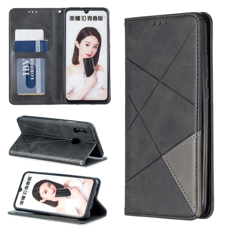 Rhombus Texture Horizontal Flip Magnetic Leather Case with Holder & Card Slots For Huawei P Smart 2019 / Honor 10 Lite