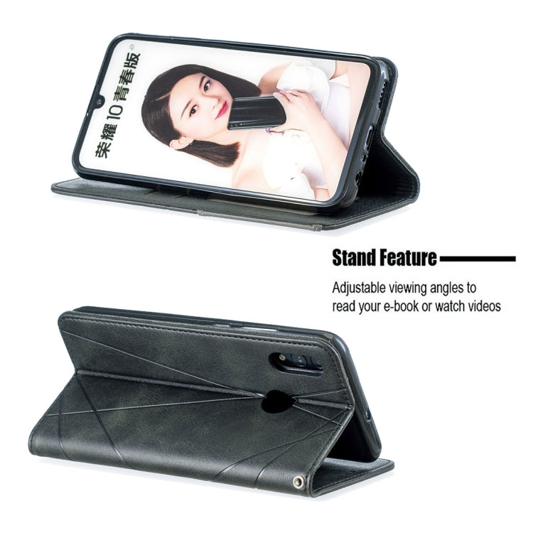 Rhombus Texture Horizontal Flip Magnetic Leather Case with Holder & Card Slots For Huawei P Smart 2019 / Honor 10 Lite
