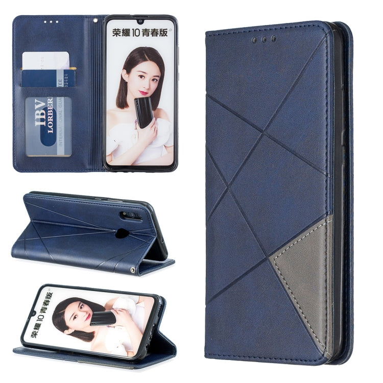 Rhombus Texture Horizontal Flip Magnetic Leather Case with Holder & Card Slots For Huawei P Smart 2019 / Honor 10 Lite