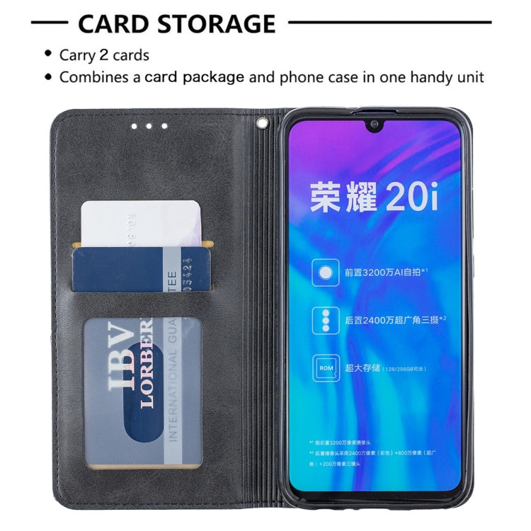Rhombus Texture Horizontal Flip Magnetic Leather Case with Holder & Card Slots For Huawei P Smart+ 2019 / Honor 10i (Honor 20 lite)