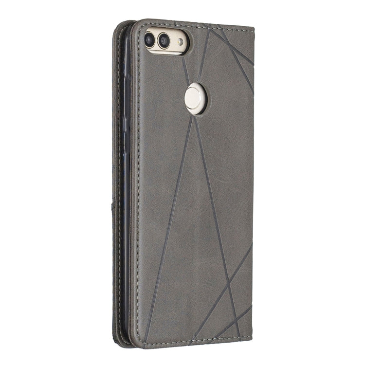 Rhombus Texture Horizontal Flip Magnetic Leather Case with Holder & Card Slots For Huawei P Smart (Enjoy 7S)