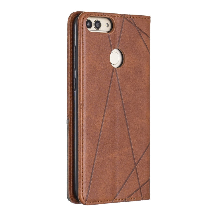 Rhombus Texture Horizontal Flip Magnetic Leather Case with Holder & Card Slots For Huawei P Smart (Enjoy 7S)