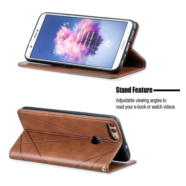 Rhombus Texture Horizontal Flip Magnetic Leather Case with Holder & Card Slots For Huawei P Smart (Enjoy 7S)