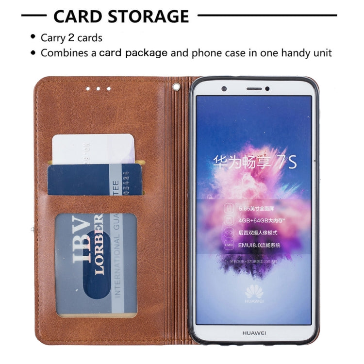 Rhombus Texture Horizontal Flip Magnetic Leather Case with Holder & Card Slots For Huawei P Smart (Enjoy 7S)
