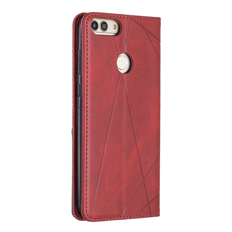 Rhombus Texture Horizontal Flip Magnetic Leather Case with Holder & Card Slots For Huawei P Smart (Enjoy 7S)