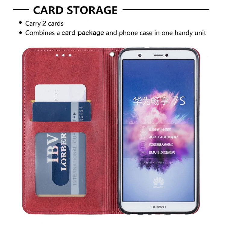 Rhombus Texture Horizontal Flip Magnetic Leather Case with Holder & Card Slots For Huawei P Smart (Enjoy 7S)