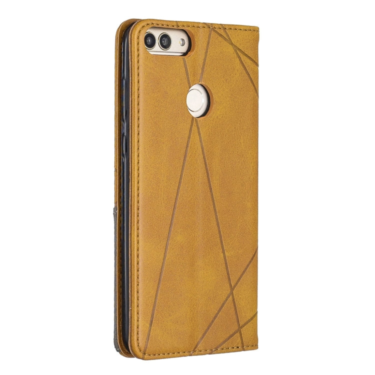 Rhombus Texture Horizontal Flip Magnetic Leather Case with Holder & Card Slots For Huawei P Smart (Enjoy 7S)