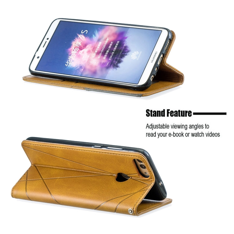 Rhombus Texture Horizontal Flip Magnetic Leather Case with Holder & Card Slots For Huawei P Smart (Enjoy 7S)