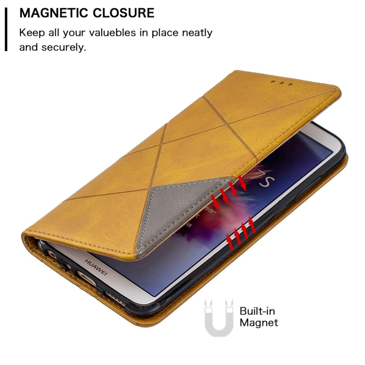 Rhombus Texture Horizontal Flip Magnetic Leather Case with Holder & Card Slots For Huawei P Smart (Enjoy 7S)