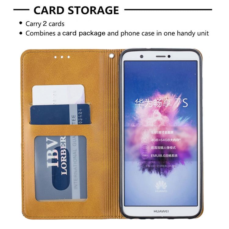 Rhombus Texture Horizontal Flip Magnetic Leather Case with Holder & Card Slots For Huawei P Smart (Enjoy 7S)