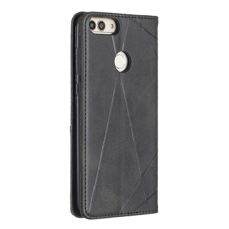 Rhombus Texture Horizontal Flip Magnetic Leather Case with Holder & Card Slots For Huawei P Smart (Enjoy 7S)