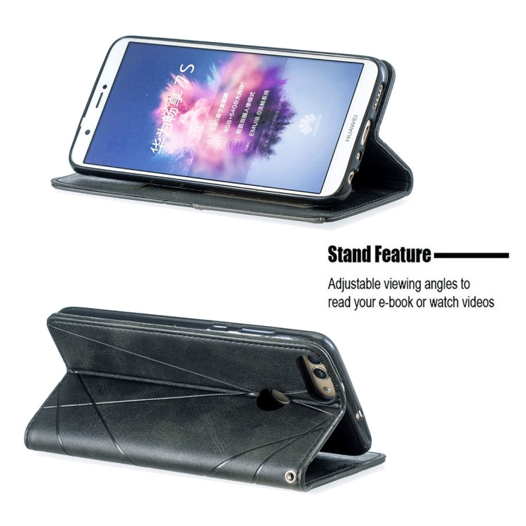 Rhombus Texture Horizontal Flip Magnetic Leather Case with Holder & Card Slots For Huawei P Smart (Enjoy 7S)