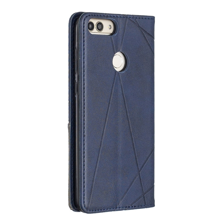 Rhombus Texture Horizontal Flip Magnetic Leather Case with Holder & Card Slots For Huawei P Smart (Enjoy 7S)