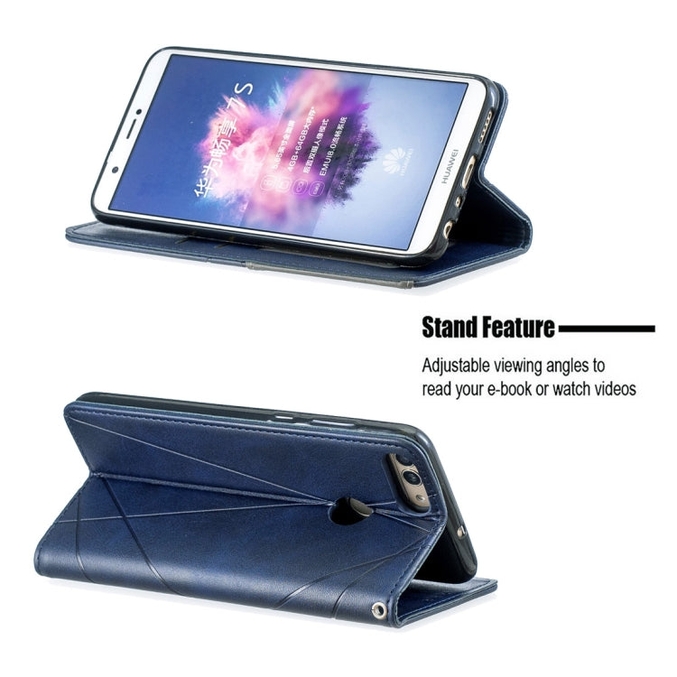 Rhombus Texture Horizontal Flip Magnetic Leather Case with Holder & Card Slots For Huawei P Smart (Enjoy 7S)